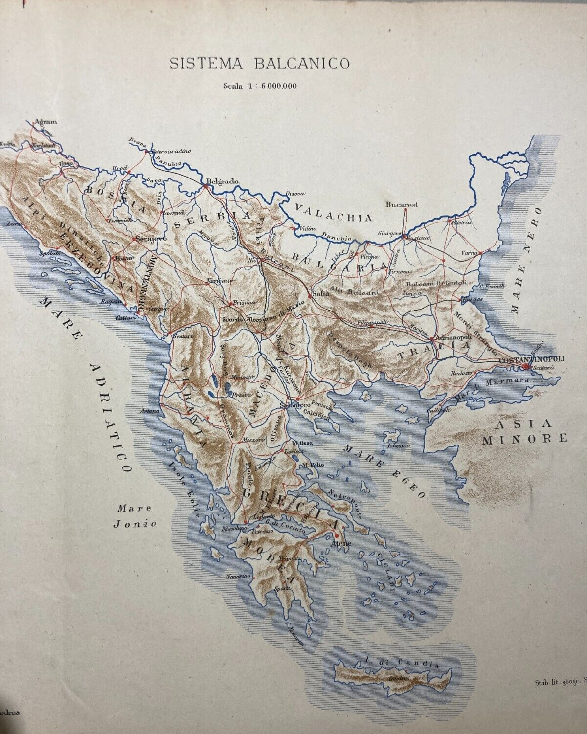 Geologia: Sistema Balcanico   Bosnia, Albania, Grecia, Candia, Morea, Cicladi, Tracia