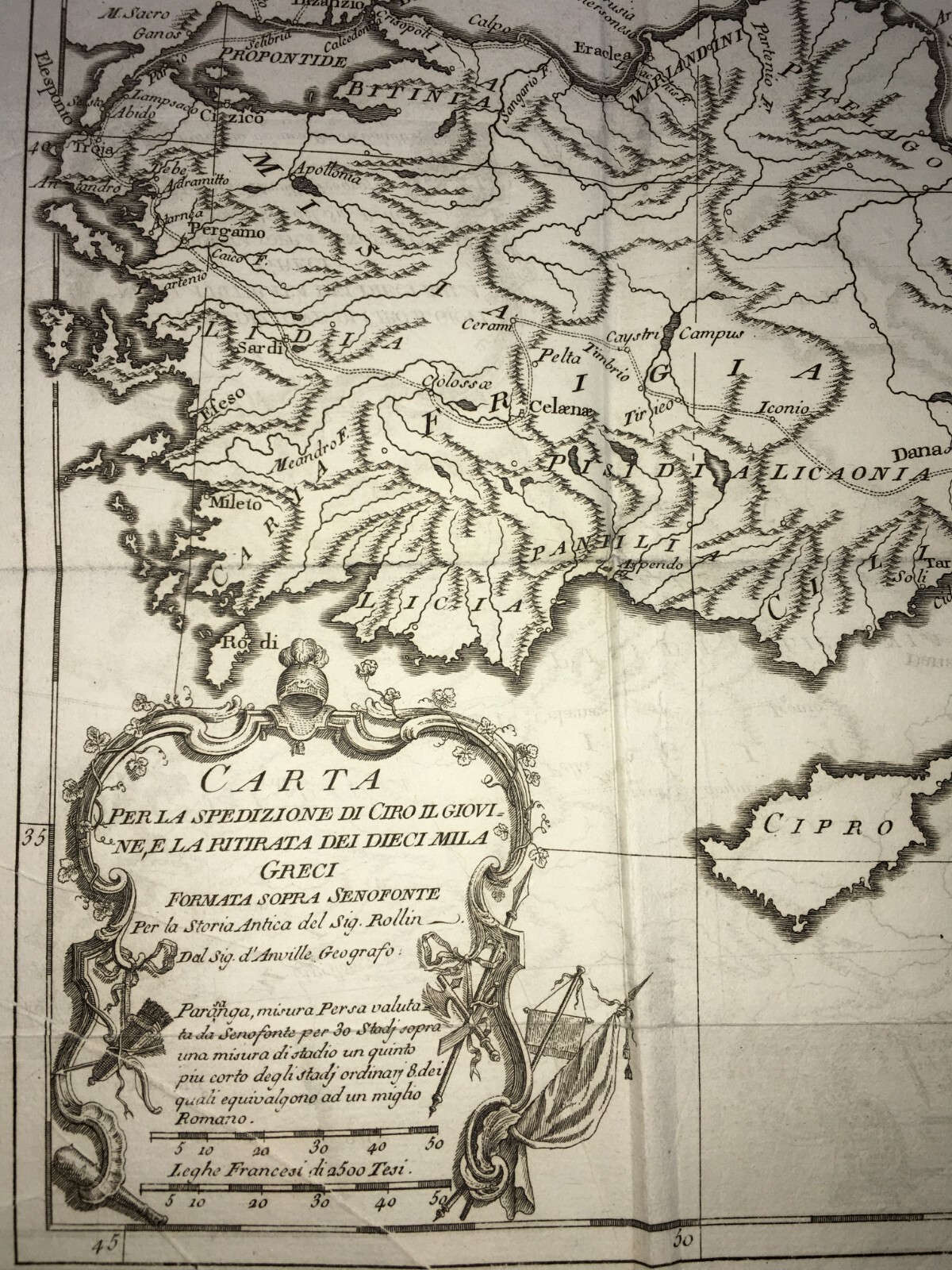 Grecia, Cappadocia, Frigia, Cipro, Arabia, Siria, Armenia: Antica Cartografia d'Anville