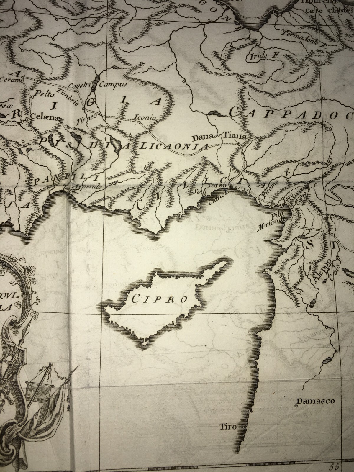 Grecia, Cappadocia, Frigia, Cipro, Arabia, Siria, Armenia: Antica Cartografia d'Anville