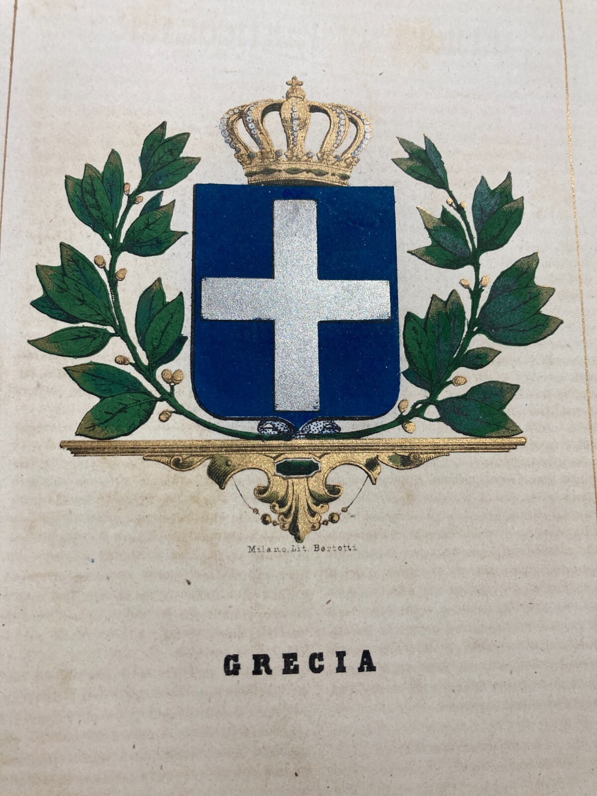Araldica   Grecia Antica   Stampa A Colori   Litografia Bertotti   Milano