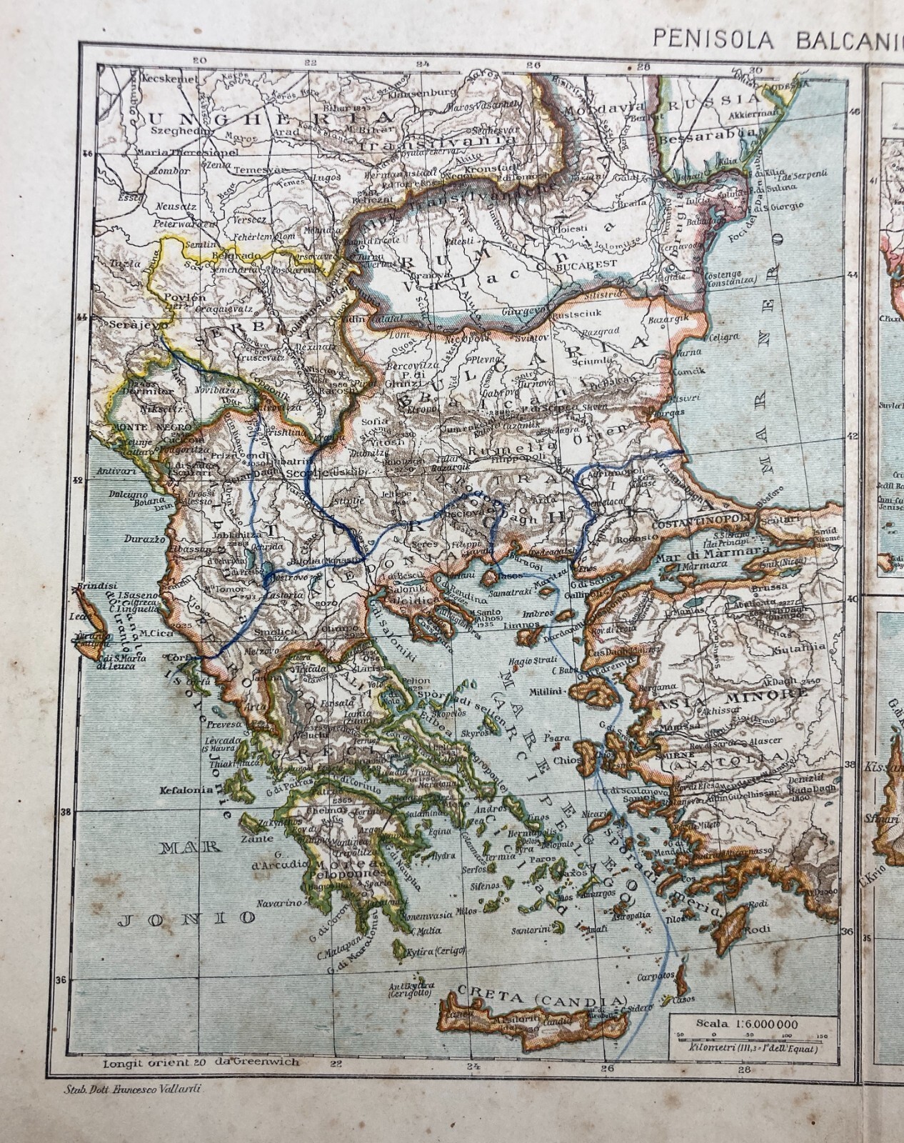 Penisola Balcanica, Grecia, Candia, Bosforo, Dardanelli, Salento. Antica Cartografia