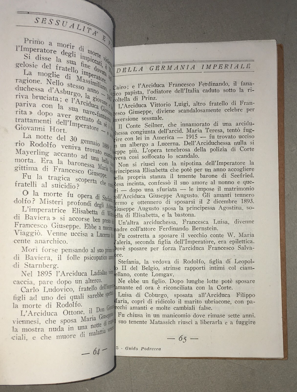 Sessualità E Politica Della Germania Imperiale. Edizione Di Guido Podrecca
