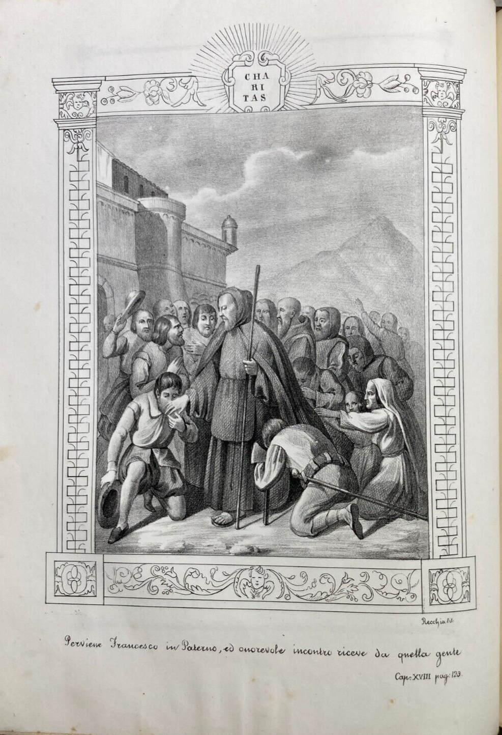 Antica Stampa Popolare Devozionale   San Francesco Di Paola   Paterno, Calabria   XIX Secolo