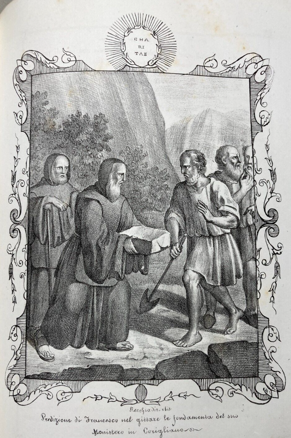 Antica Stampa Popolare Devozionale   San Francesco Di Paola A Corigliano   Litografia XIX Secolo