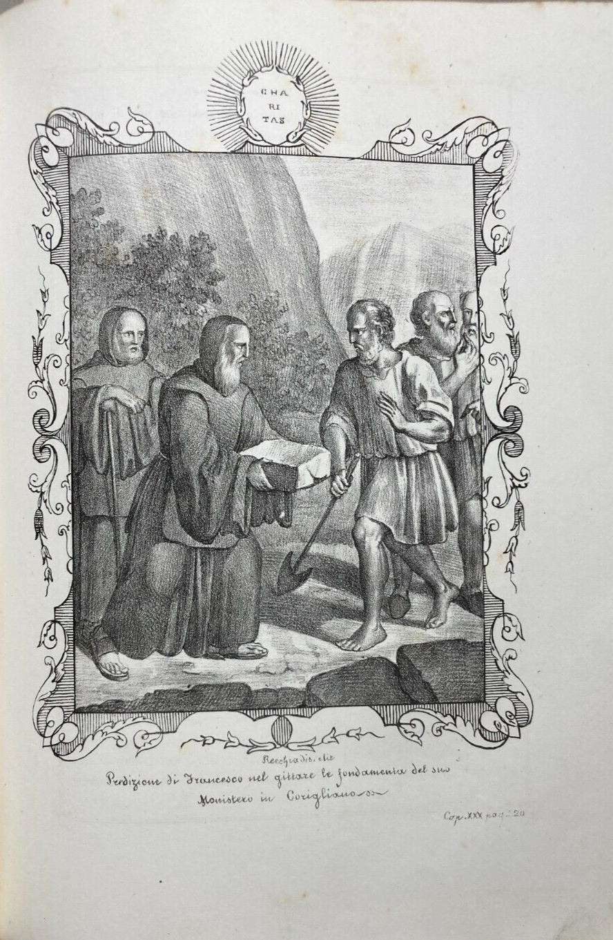 Antica Stampa Popolare Devozionale   San Francesco Di Paola A Corigliano   Litografia XIX Secolo