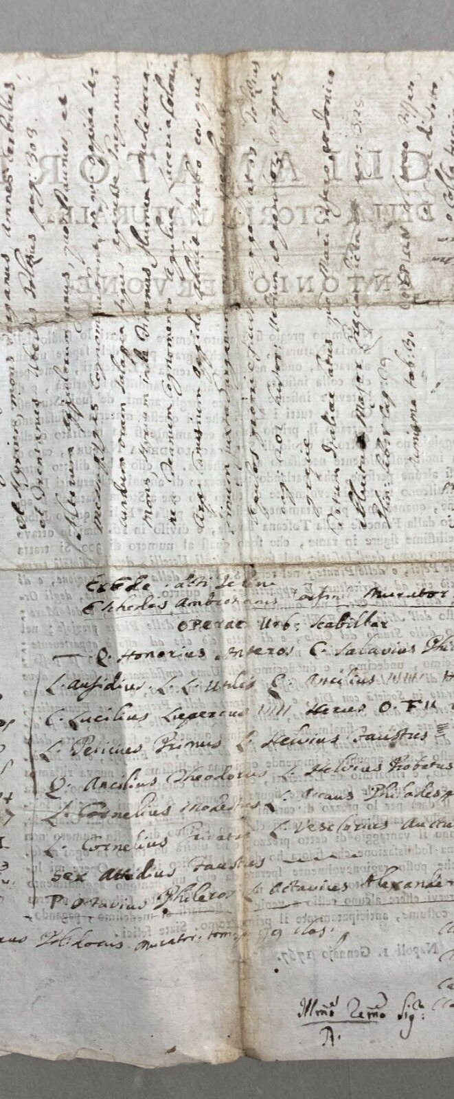 Antico Foglio Volante Napoli Stampatore Cervone Pubblicitario Editoriale 1767