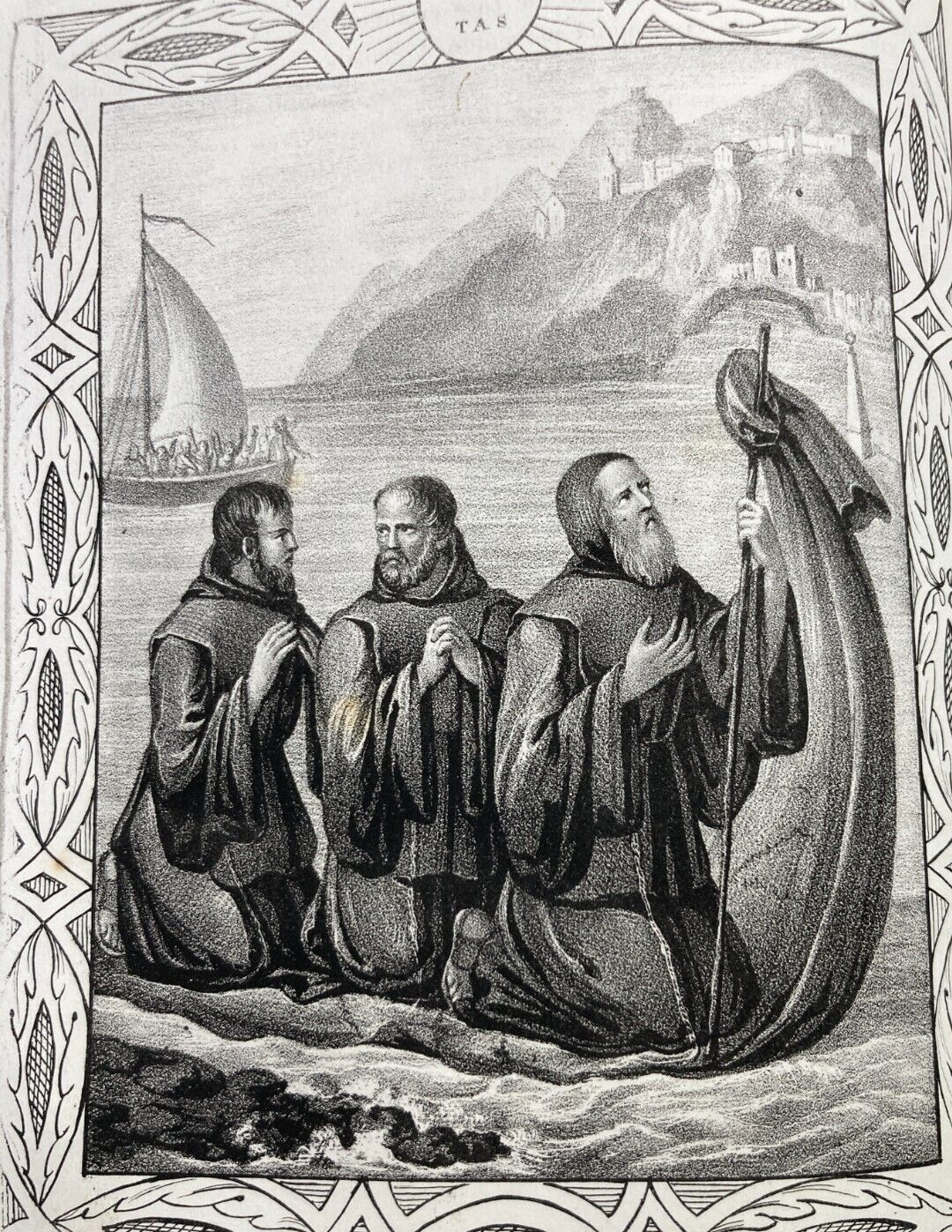 Antica Stampa Popolare Devozionale San Francesco Di Paola Messina Sicilia XIX Secolo