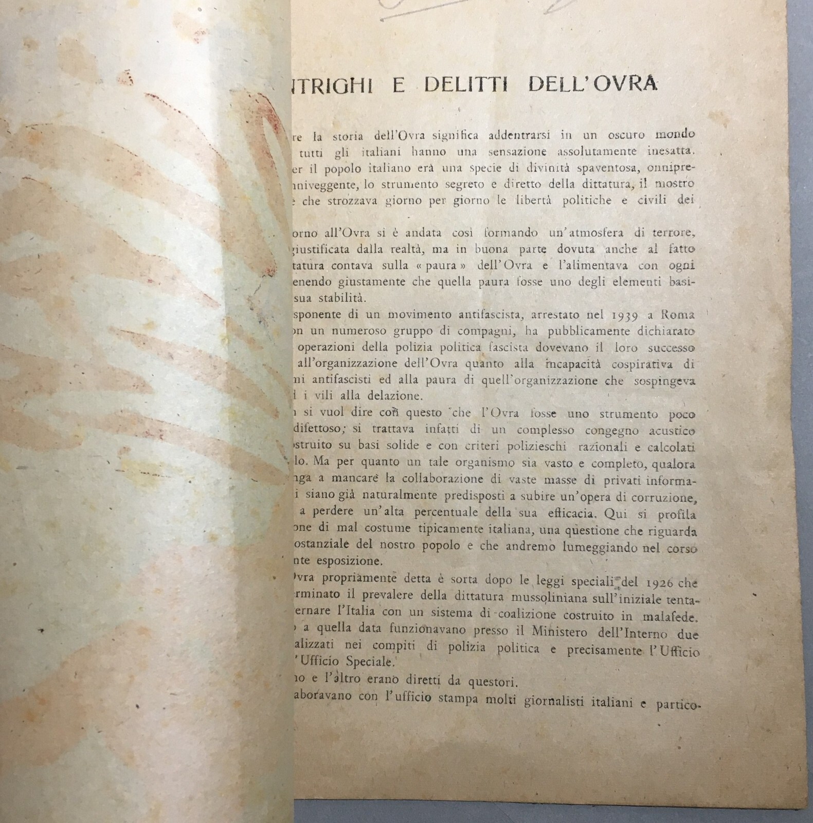 Intrighi E Delitti Dell'OVRA. Fascismo E Antifascismo