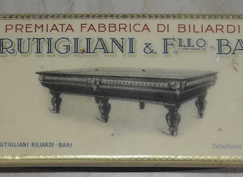 Puglia, Bari: Porta Carta Assorbente Pubblicitaria Della Fabbrica Di Biliardi Rutigliani