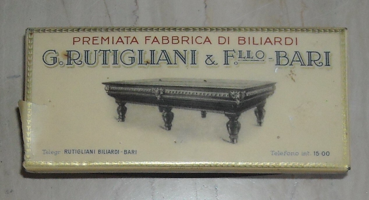 Puglia, Bari: Porta Carta Assorbente Pubblicitaria Della Fabbrica Di Biliardi Rutigliani