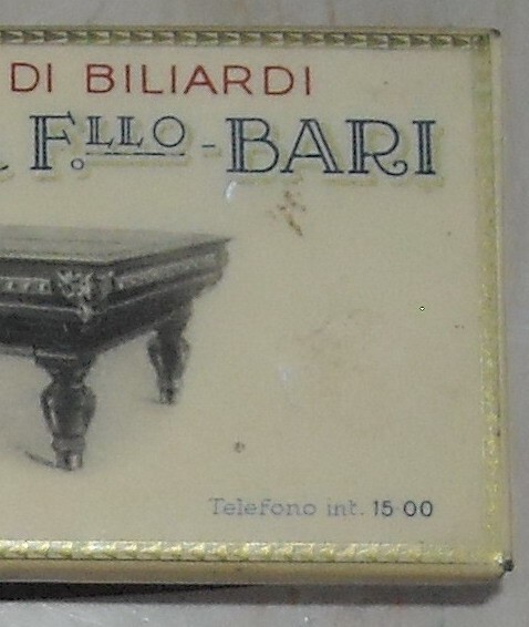 Puglia, Bari: Porta Carta Assorbente Pubblicitaria Della Fabbrica Di Biliardi Rutigliani
