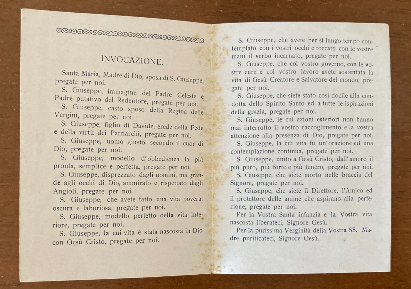 Abruzzo, Depliant Devozionale, Preghiera A San Giuseppe, Giuditta Dei Baroni Vergilii