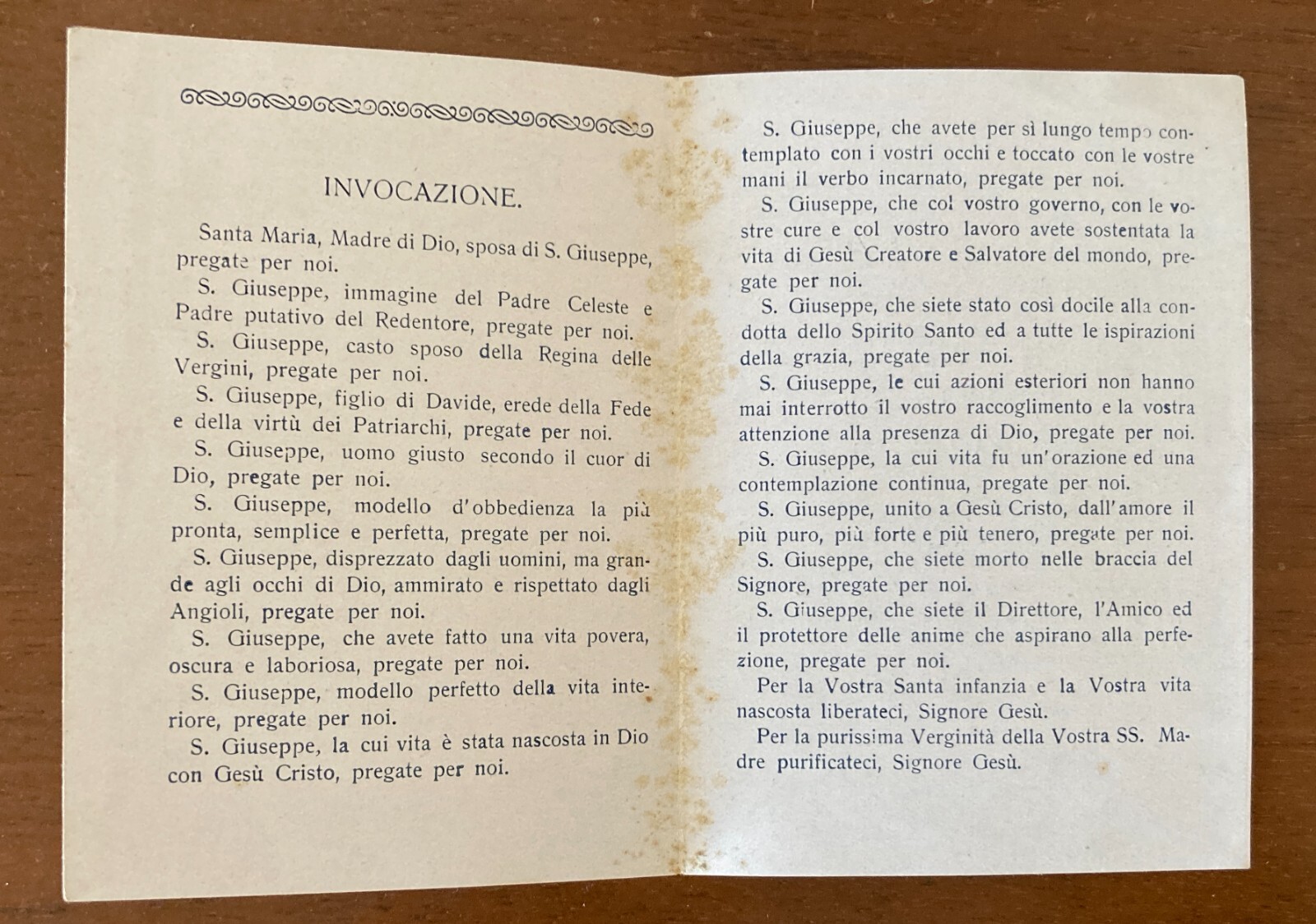 Abruzzo, Depliant Devozionale, Preghiera A San Giuseppe, Giuditta Dei Baroni Vergilii