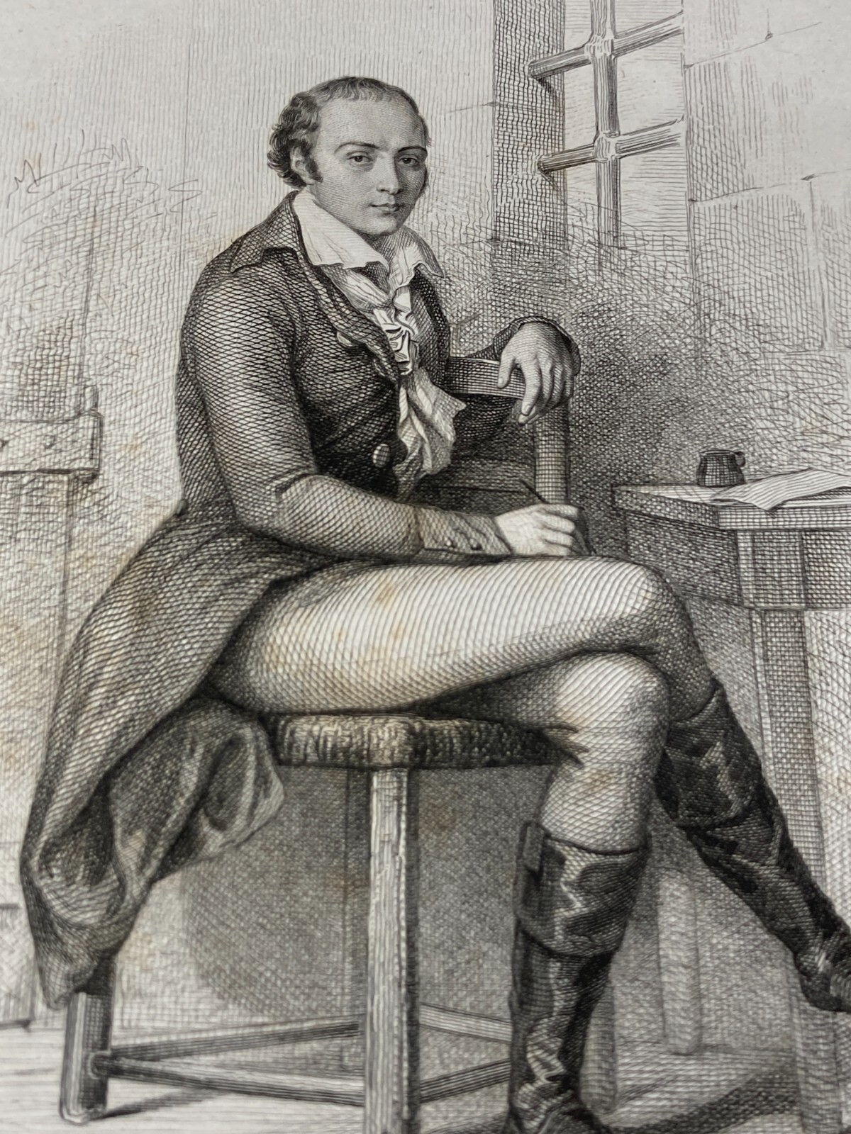 André Chénier: Antico Ritratto, Incisione Dell'Ottocento (Baudran, Johannot)