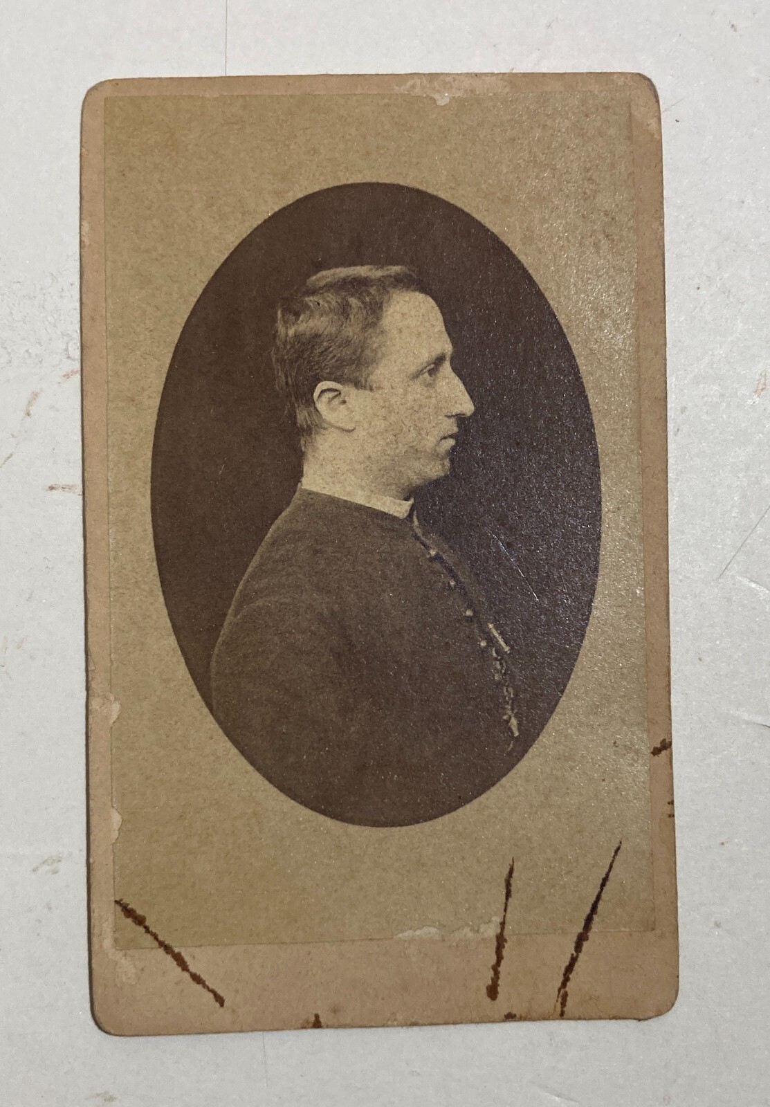 Fotografia Da Collezione: Ritratto Di Prelato. Fotografo Hicki, Ancona. Antica.