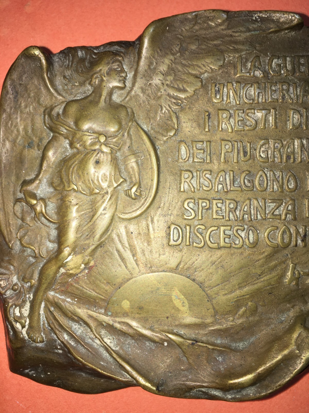 Militaria: Grande Guerra, Diaz, Vittoria Alata, 1918, Scultura Laganà, Napoli
