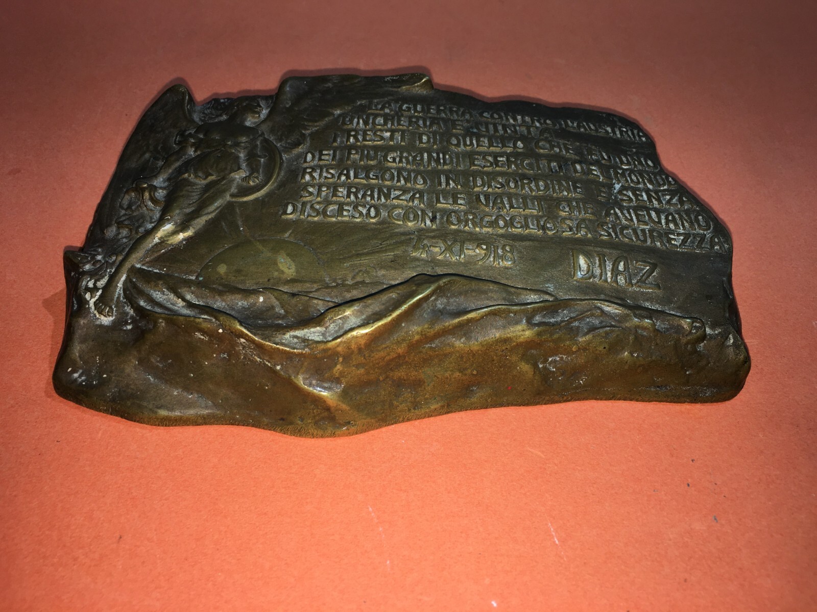 Militaria: Grande Guerra, Diaz, Vittoria Alata, 1918, Scultura Laganà, Napoli