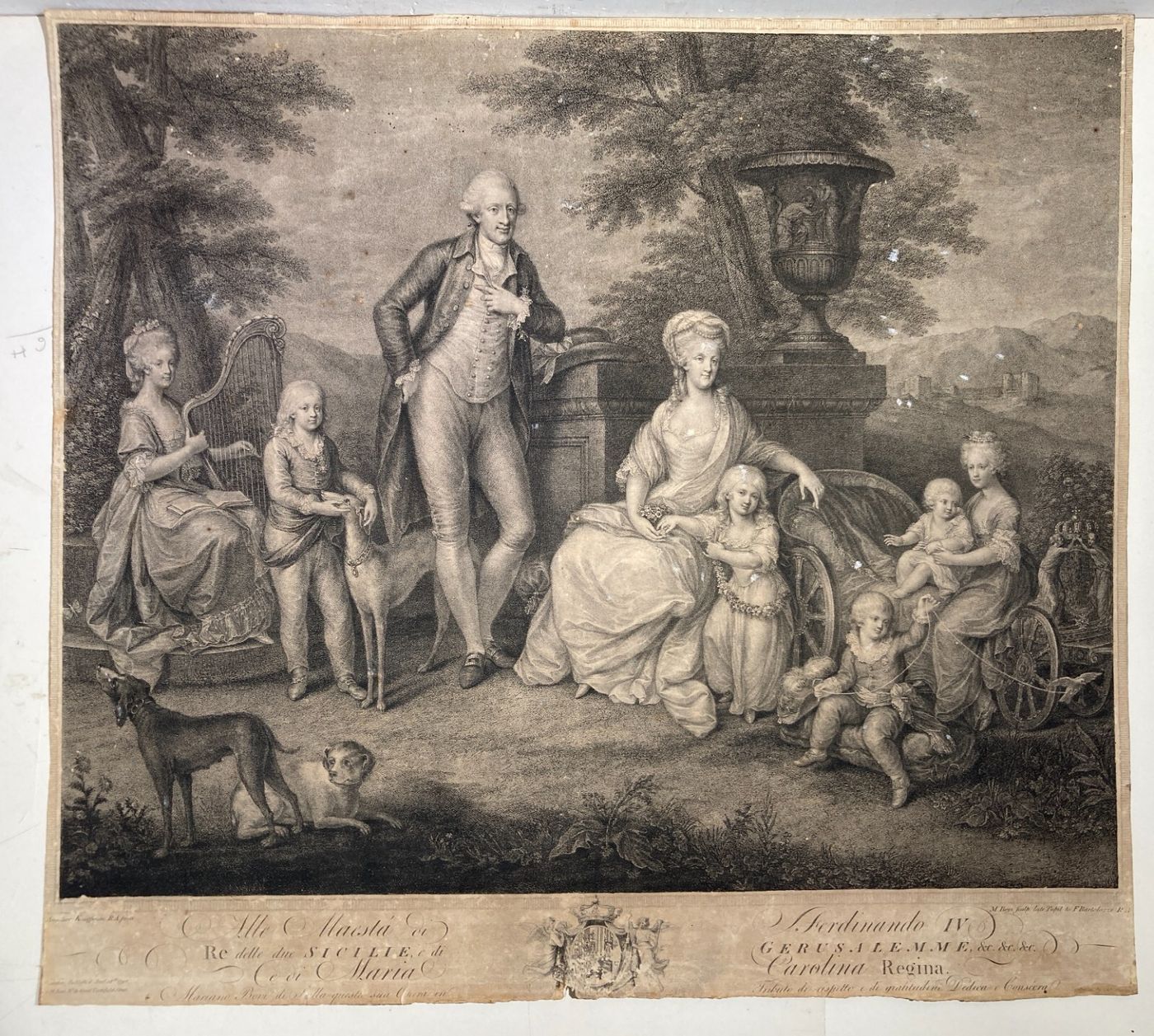 Napoli: Ritratto Della Famiglia Di Ferdinando IV E Maria Carolina. Incisore Bovi Da Angelica Kauffmann, 1790