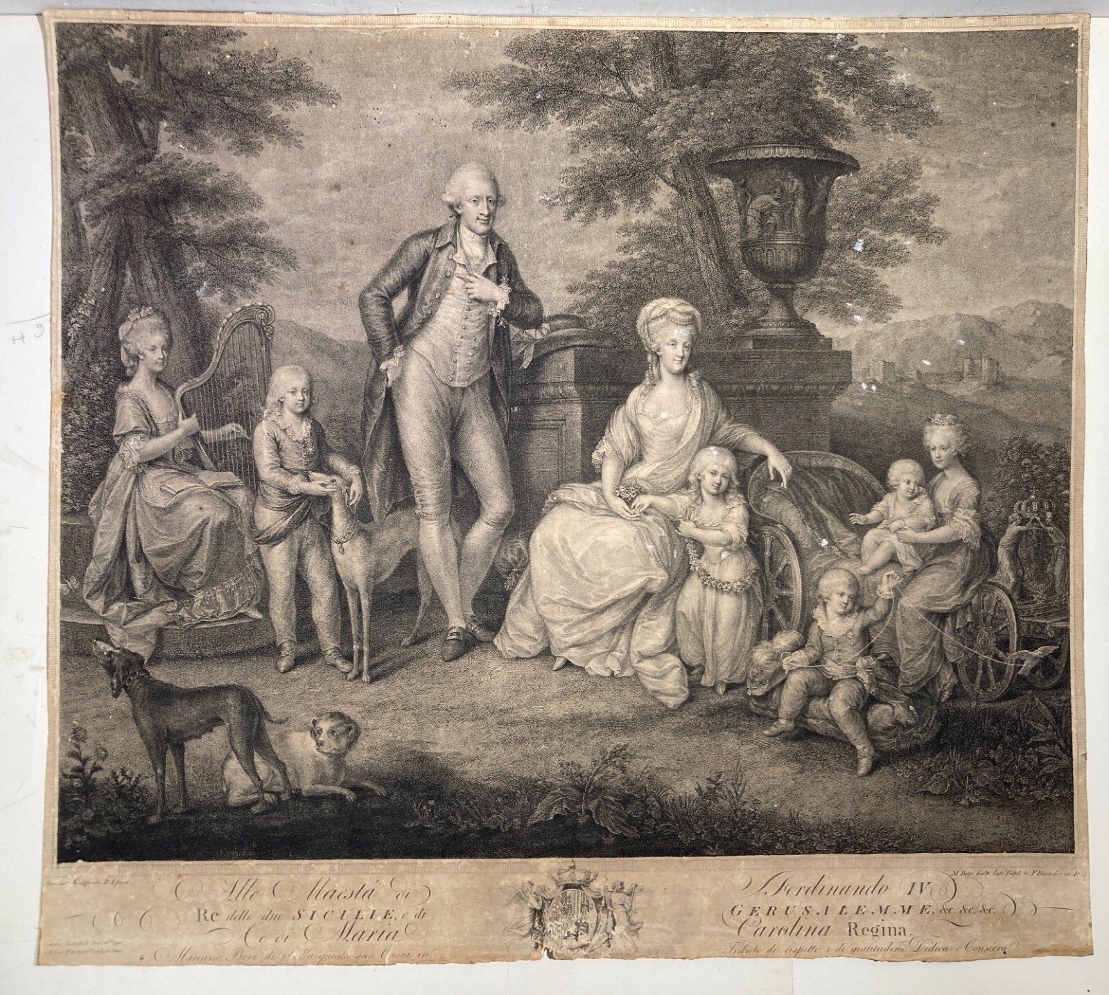 Napoli: Ritratto Della Famiglia Di Ferdinando IV E Maria Carolina. Incisore Bovi Da Angelica Kauffmann, 1790