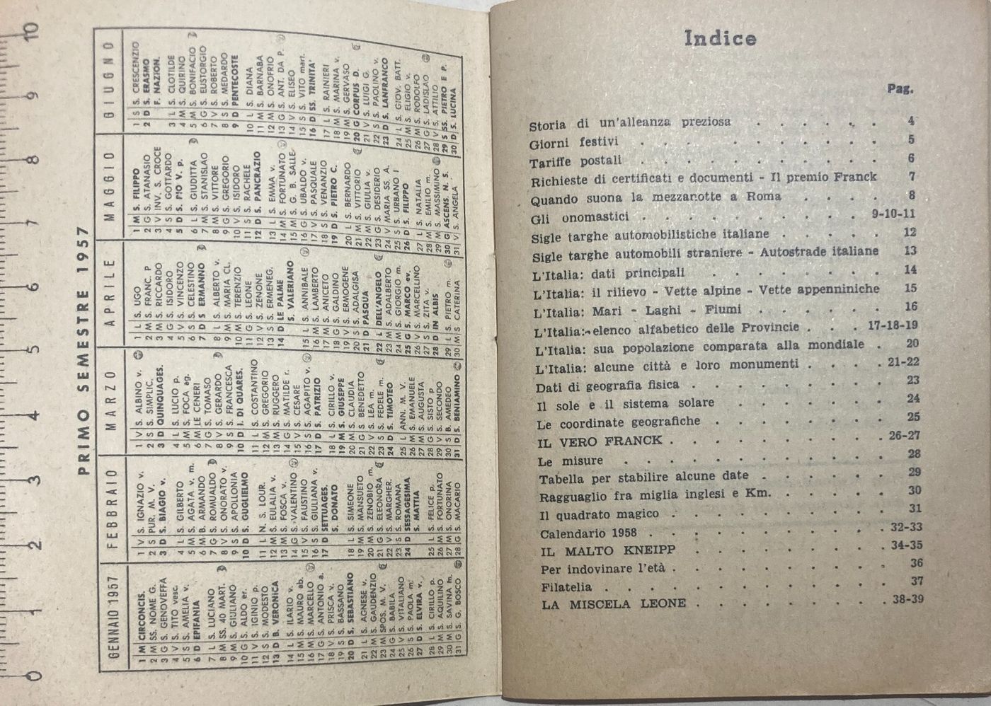 Cucina E Caffè: Vademecum Franck, Calendario 1957, Miscela Leone, Malto Kneipp