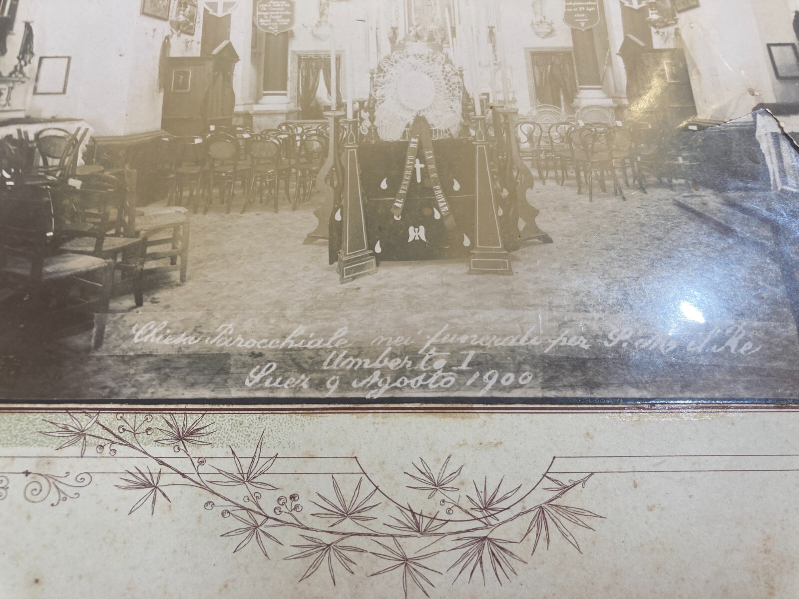 Suez, Savoia, Funerali Di Re Umberto I, Rara Fotografia Originale, 1900, R.N. Provana, Interno Chiesa