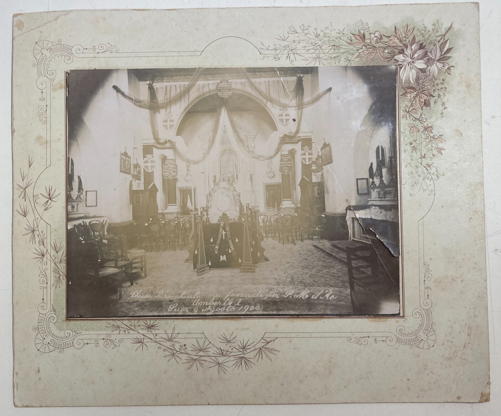 Suez, Savoia, Funerali Di Re Umberto I, Rara Fotografia Originale, 1900, R.N. Provana, Interno Chiesa