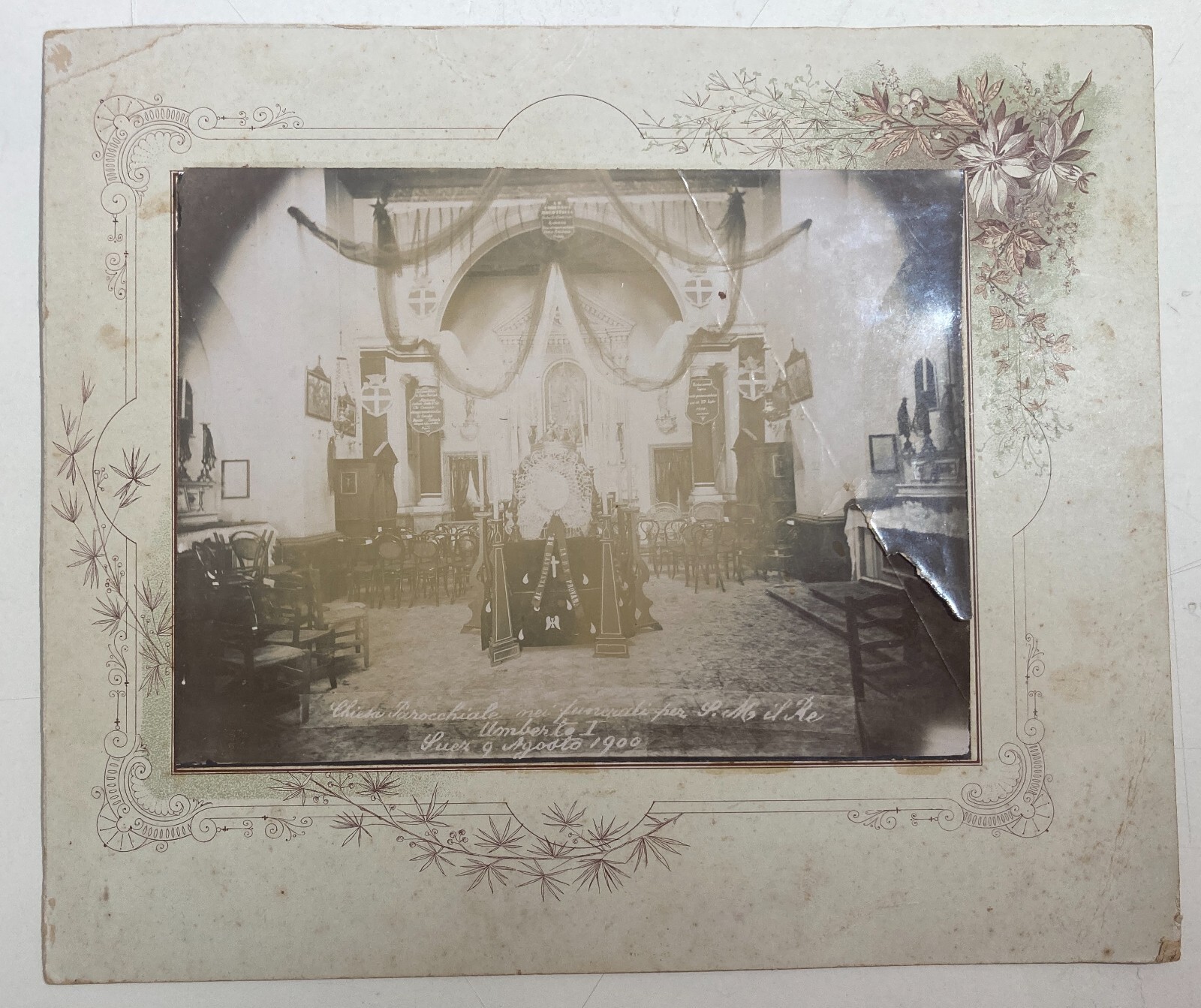 Suez, Savoia, Funerali Di Re Umberto I, Rara Fotografia Originale, 1900, R.N. Provana, Interno Chiesa