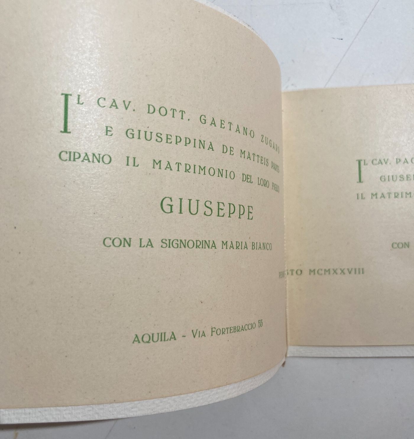 Abruzzo: Invito Per Nozze, Aquila   Penne (Zugaro   Bianco), 1928