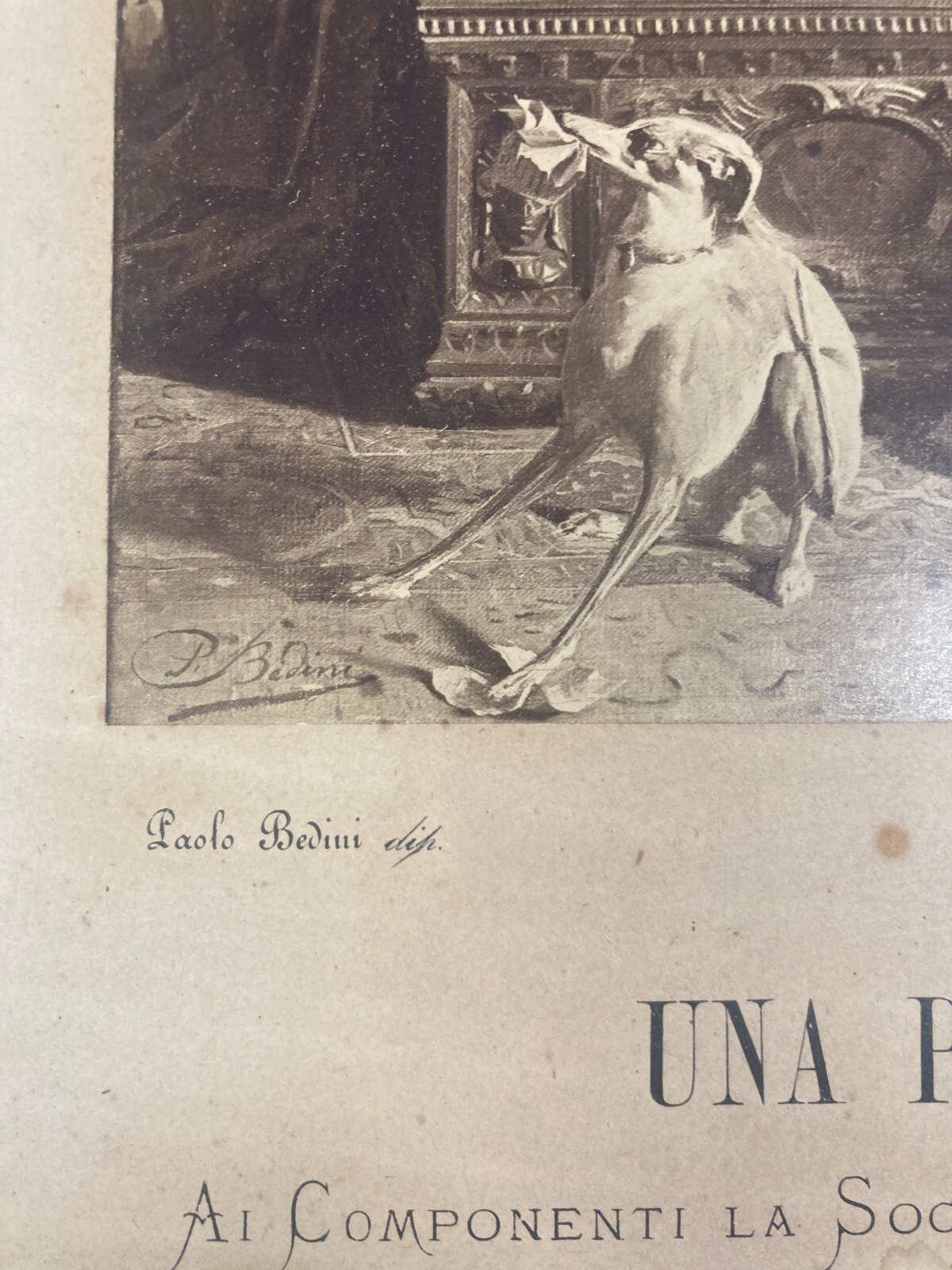 Antica Fotografia: Pergamena Amorosa (Paolo Bedini), Fotografo Bertinazzi, Bologna