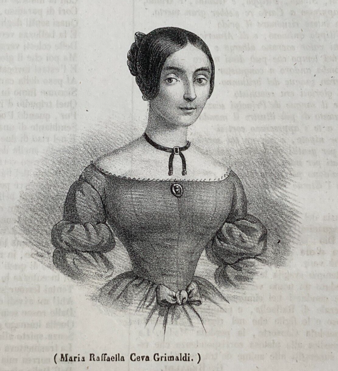 Ritratto Di Maria Raffaella Ceva Grimaldi (Pietracatella)   Litografia Del 1847