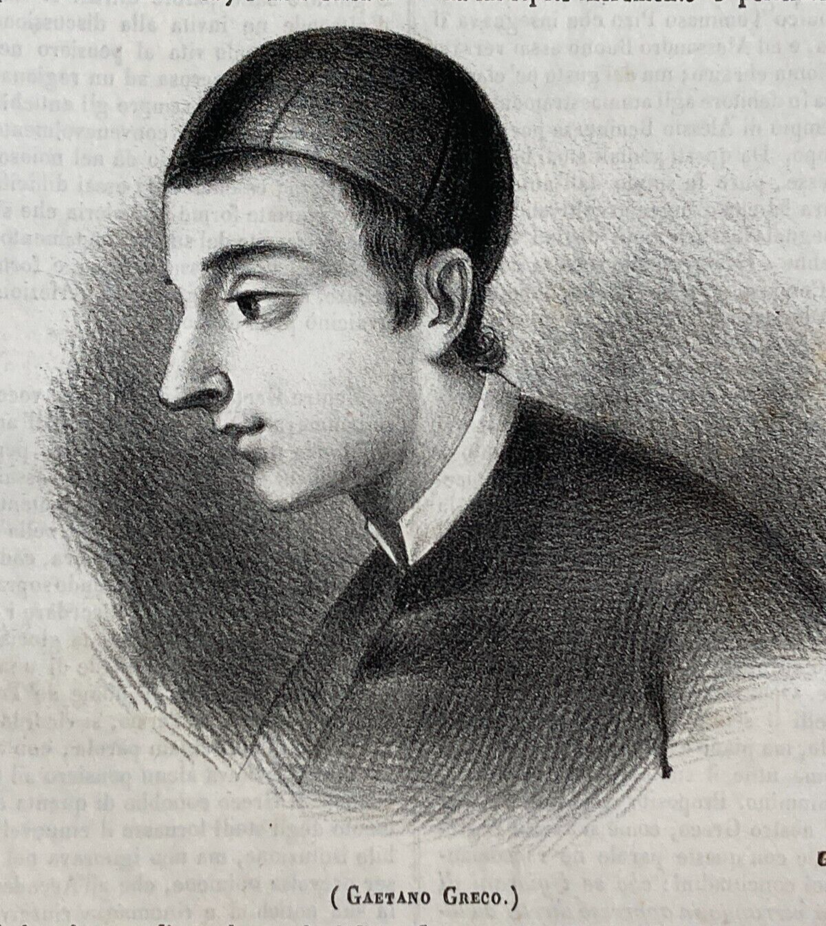 Calabria, Cosenza: Antico Ritratto Di Gaetano Greco, Litografia Dell'800, Riccio