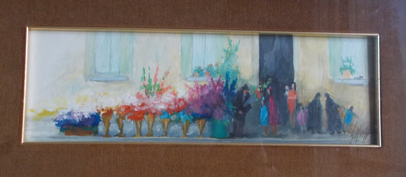 Arte Del Novecento: Dipinto Decorativo Con Fioraio E Fiori. Opera Firmata