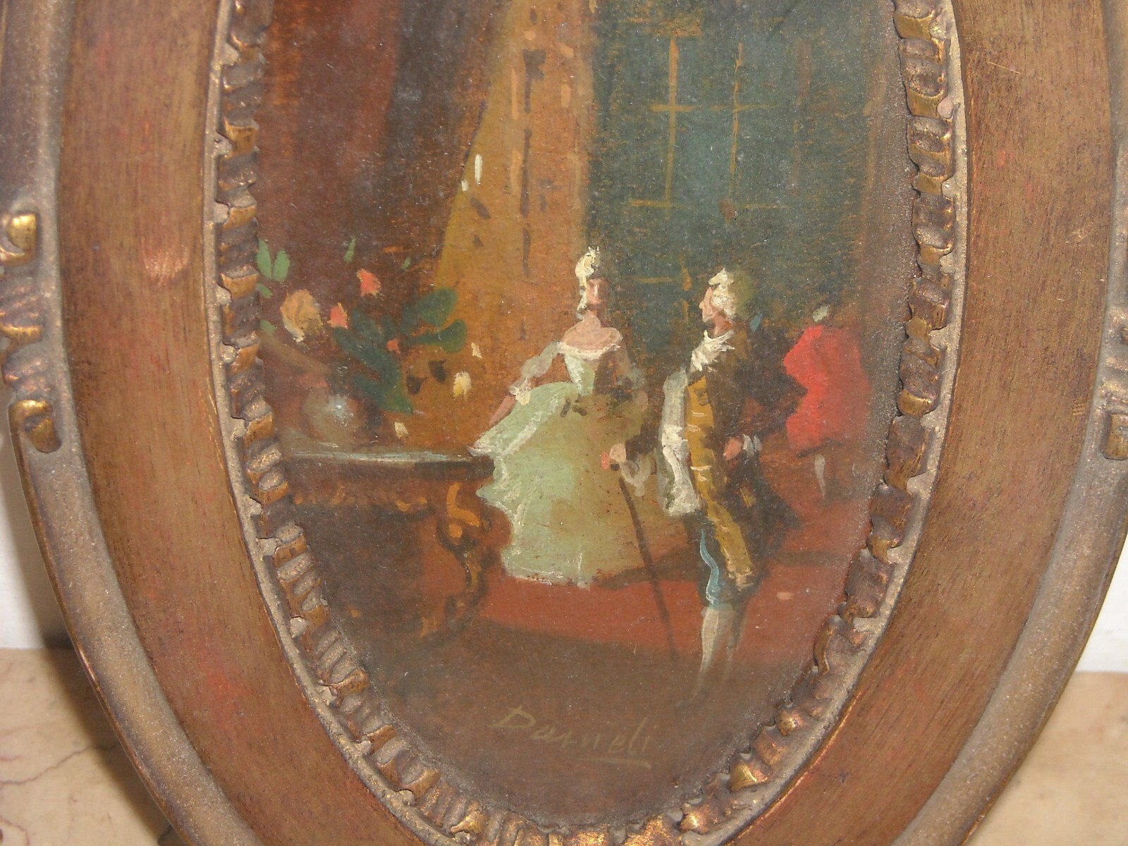 Dipinto d'Epoca   Artista Danieli   Interno Di Palazzo Veneziano