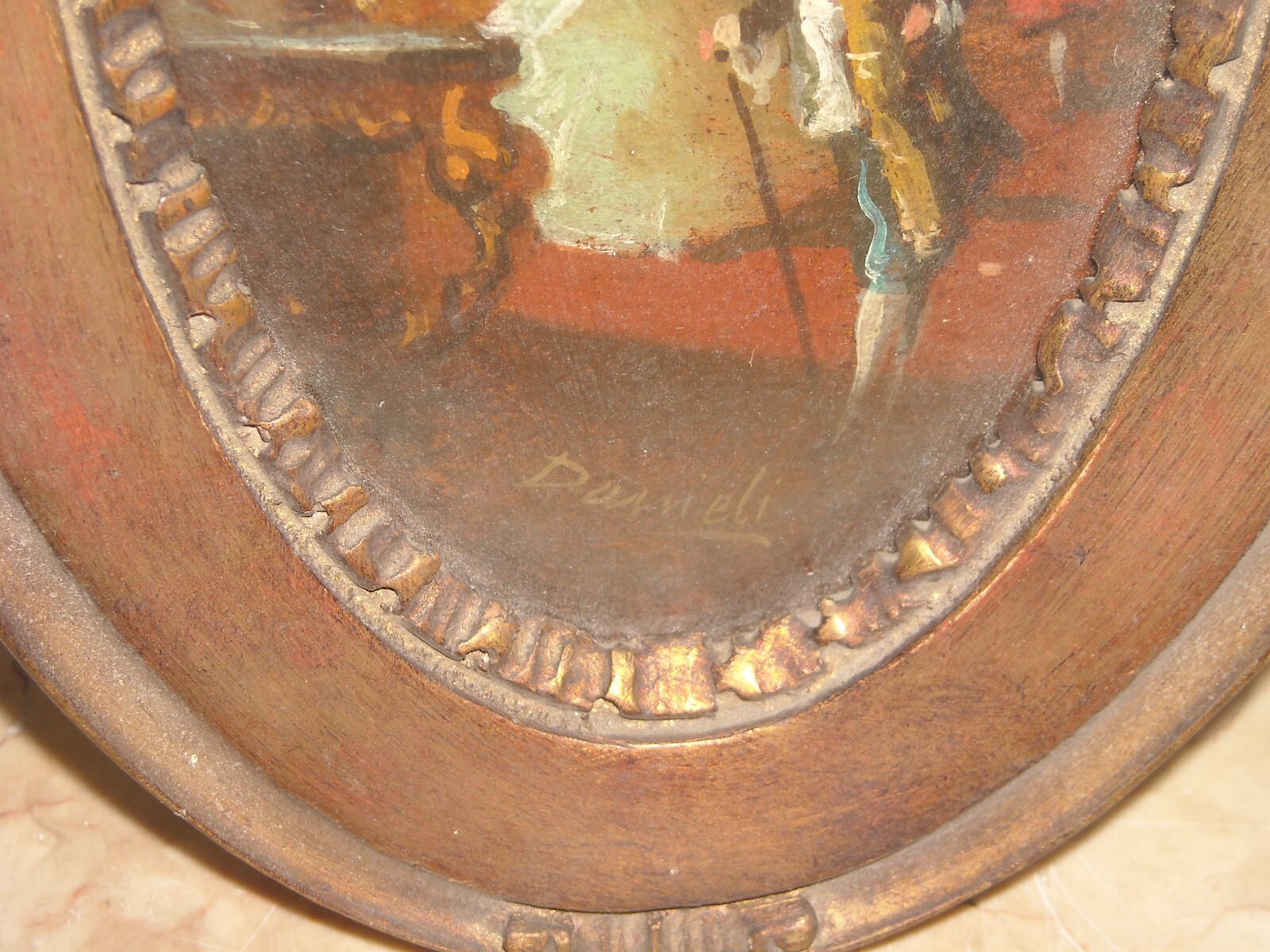Dipinto d'Epoca   Artista Danieli   Interno Di Palazzo Veneziano