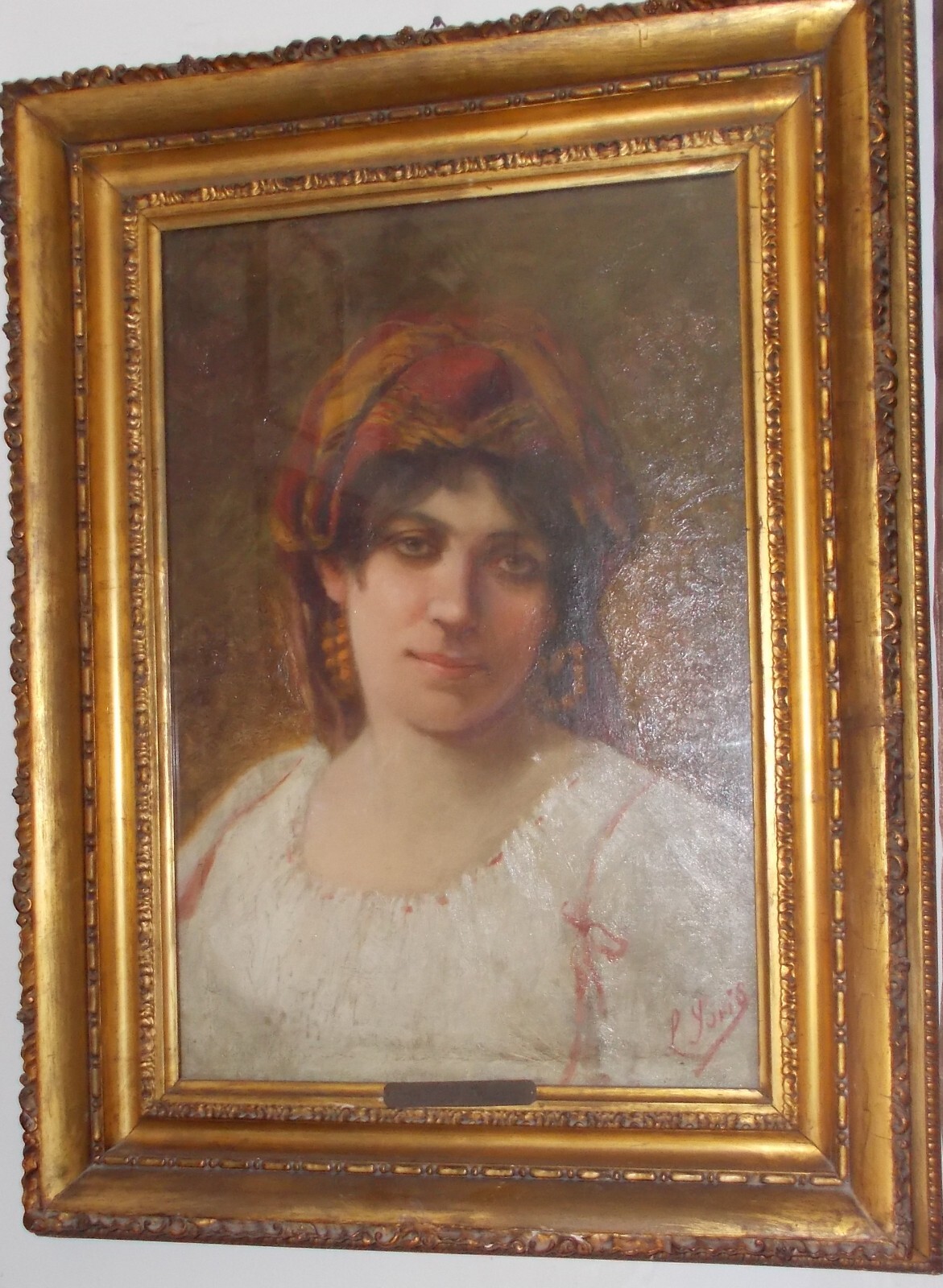 Arte Italiana Dell'800. Artista Pio Joris. Ritratto Di Giovane Donna.