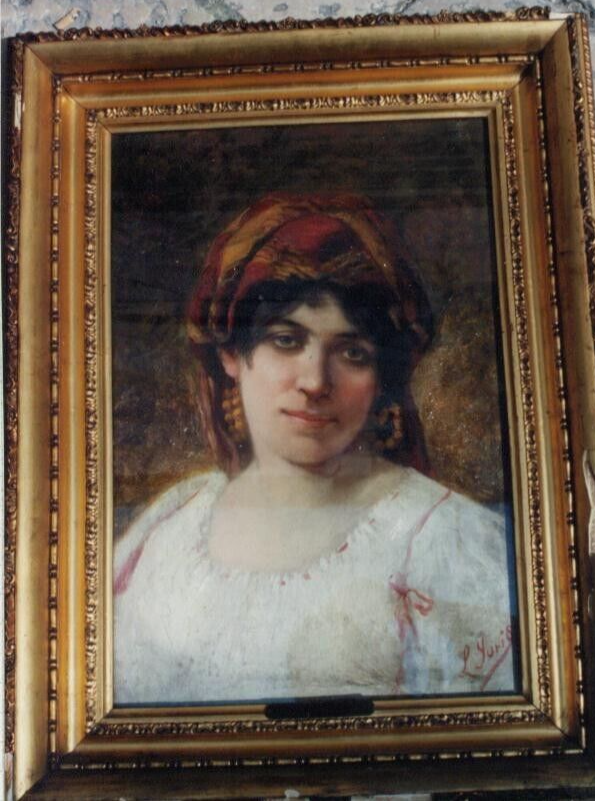 Arte Italiana Dell'800. Artista Pio Joris. Ritratto Di Giovane Donna.