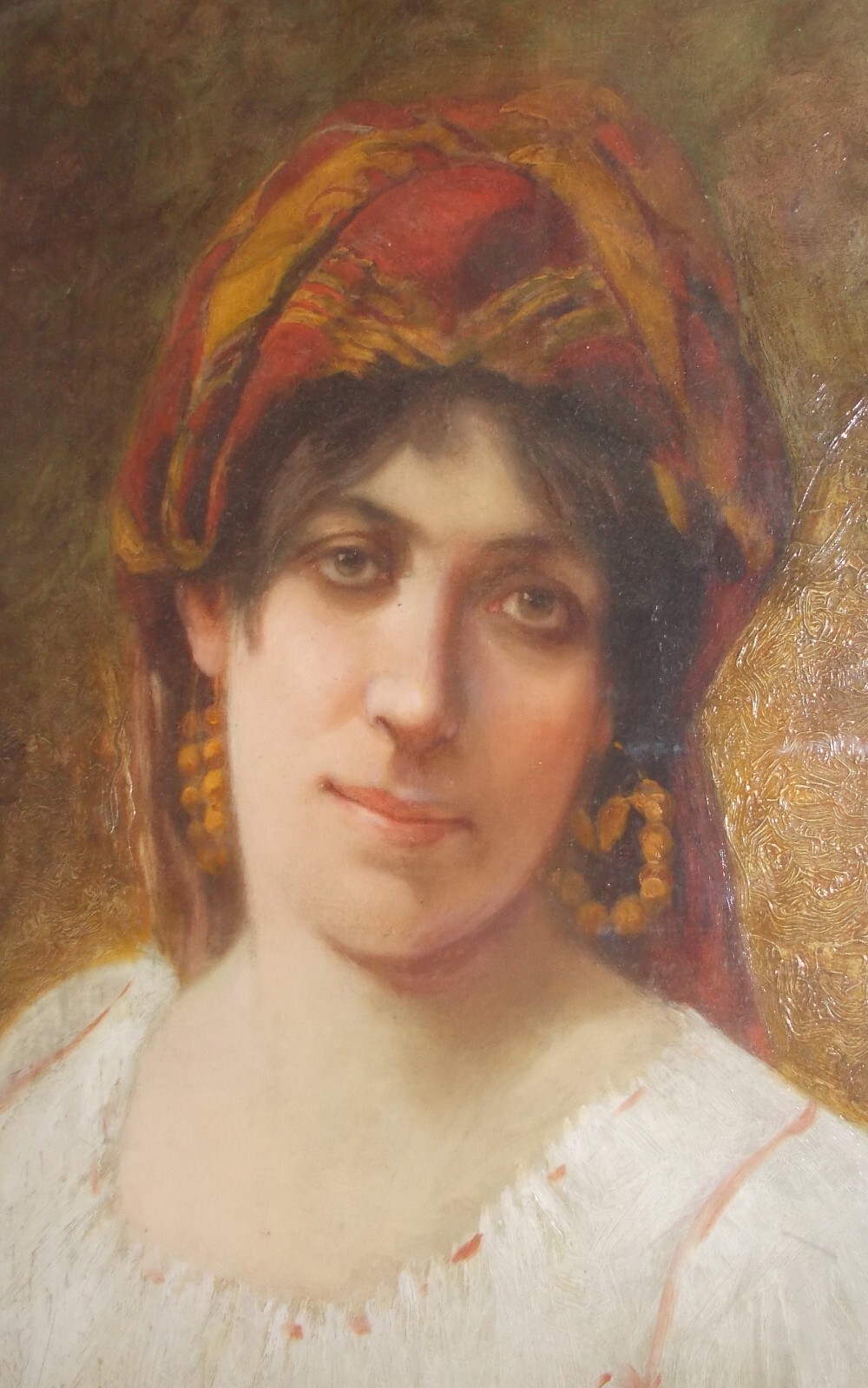 Arte Italiana Dell'800. Artista Pio Joris. Ritratto Di Giovane Donna.