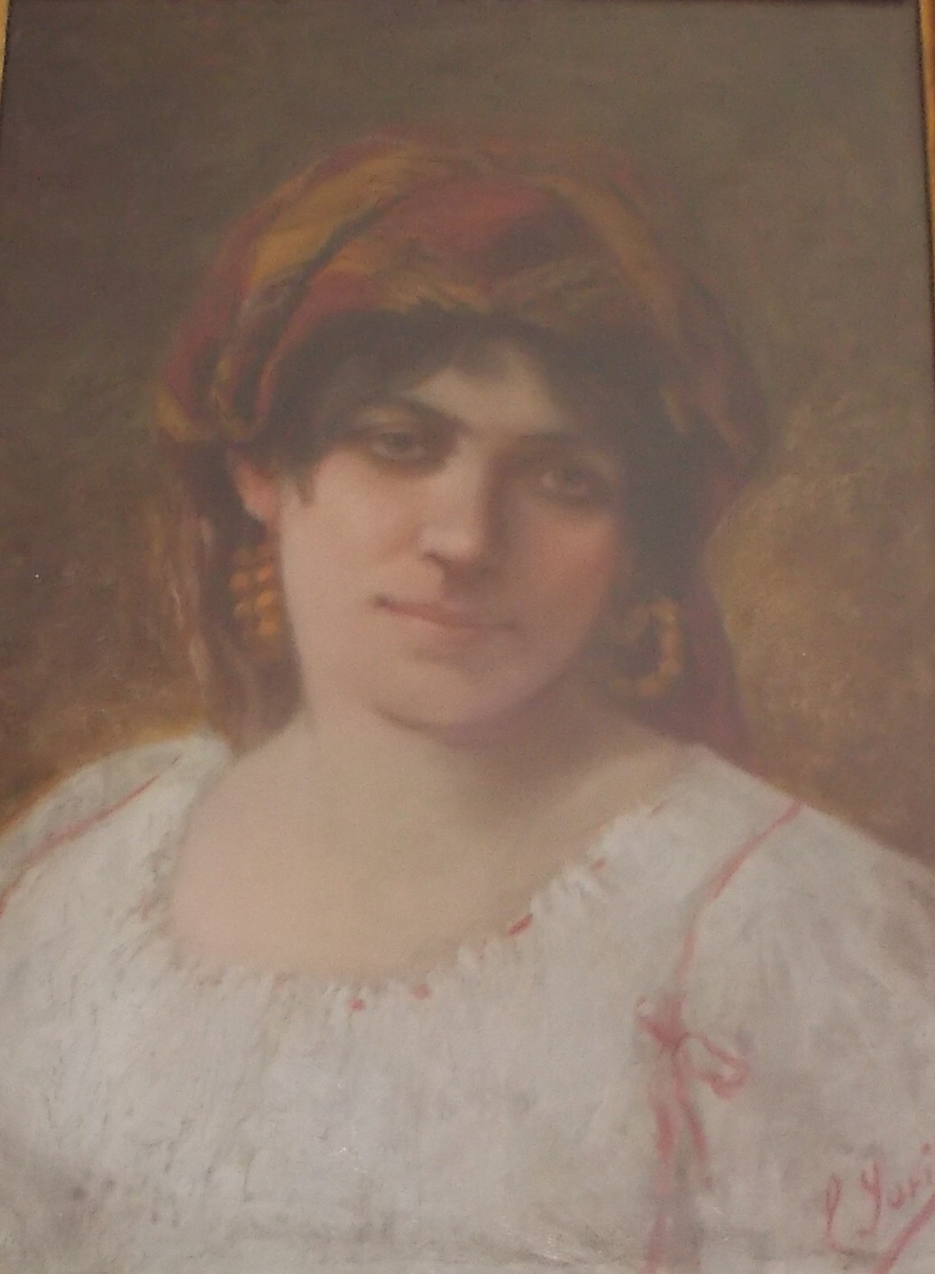 Arte Italiana Dell'800. Artista Pio Joris. Ritratto Di Giovane Donna.