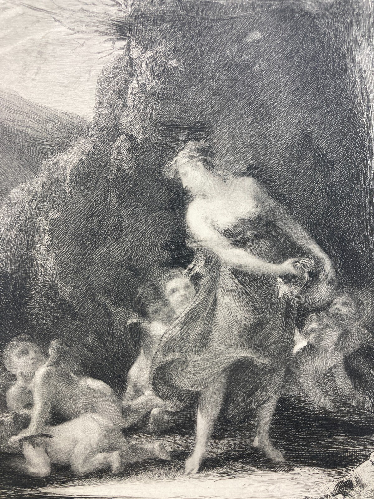 Ninfa E Amore (Nymphe Et Amours) Incisione Antica Di Mayeur Da Prud'Hon