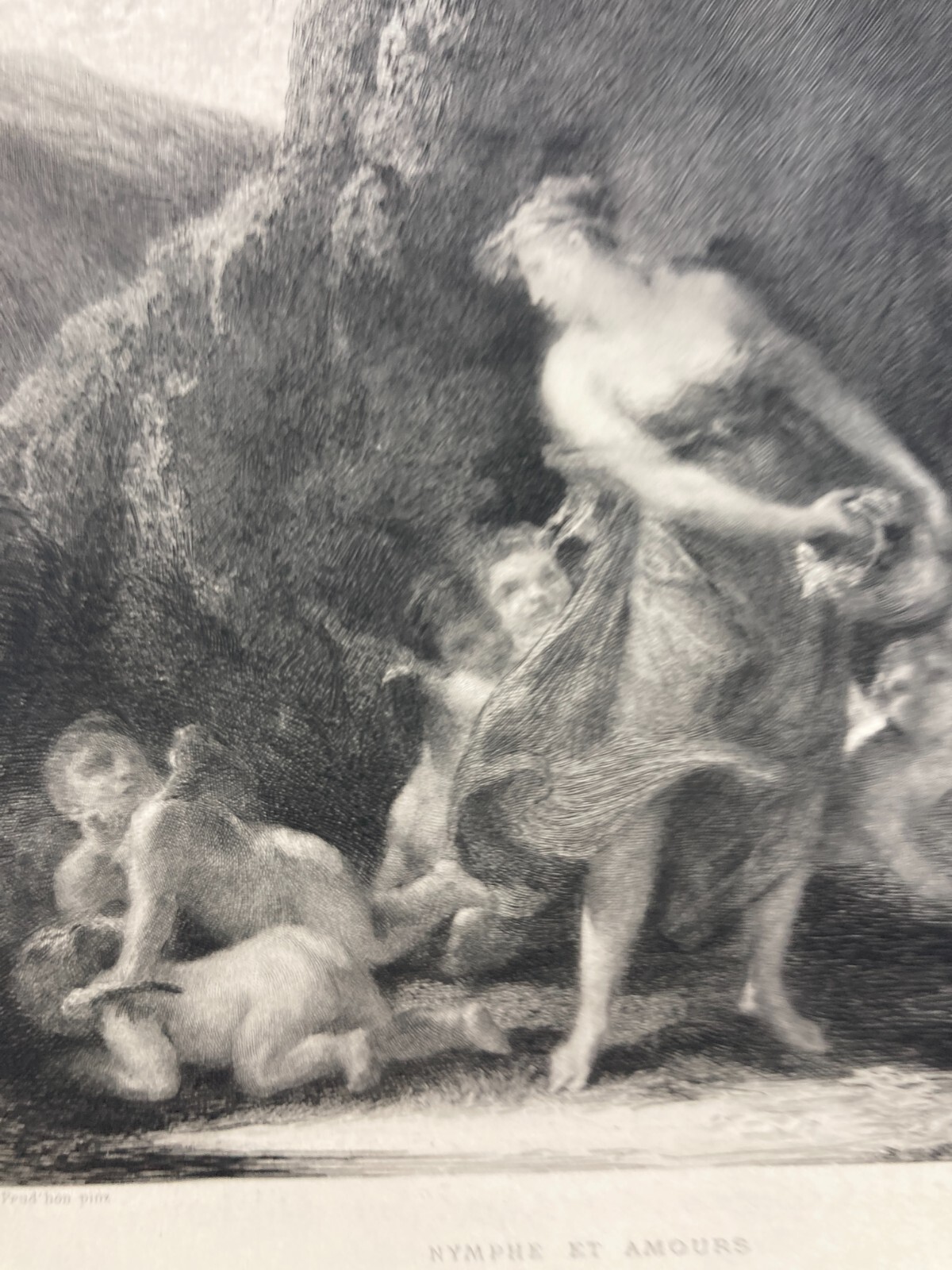 Ninfa E Amore (Nymphe Et Amours) Incisione Antica Di Mayeur Da Prud'Hon