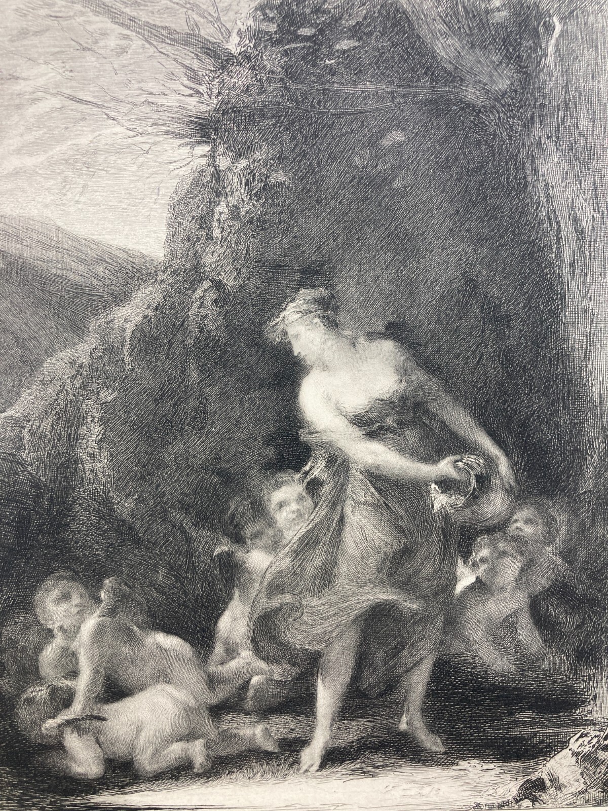 Ninfa E Amore (Nymphe Et Amours) Incisione Antica Di Mayeur Da Prud'Hon