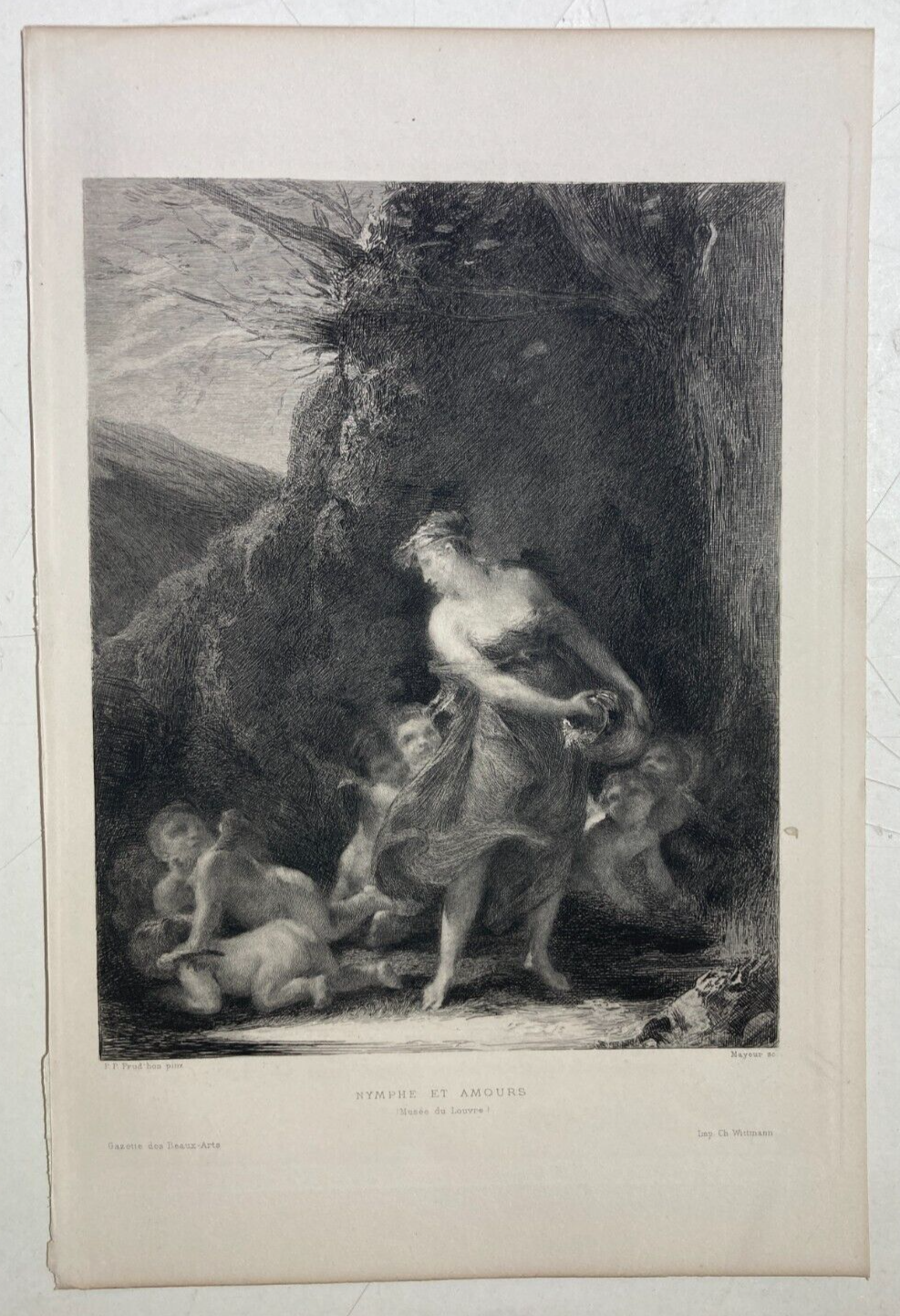 Ninfa E Amore (Nymphe Et Amours) Incisione Antica Di Mayeur Da Prud'Hon