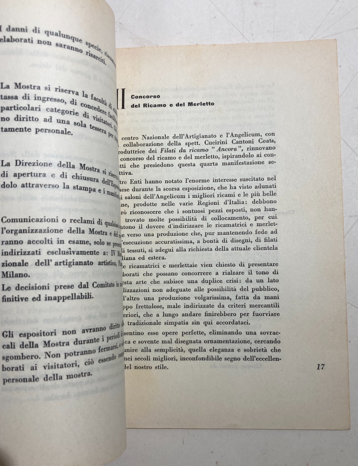 Milano: Mostra Artigianato Artistico Angelicum, Programma Ed Elenco Premi, 1952