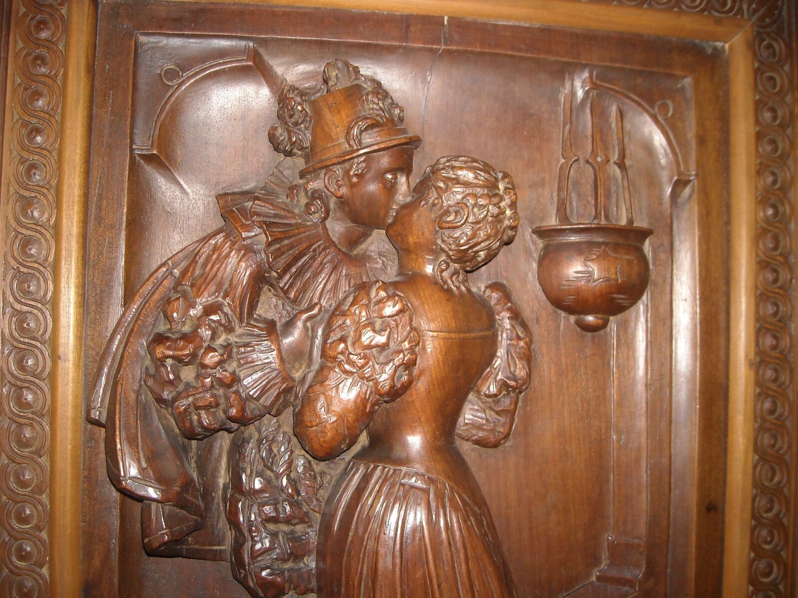 Arte, Artigianato, Ebanisteria: Antica Scultura Lignea, Scena Galante Decorativa