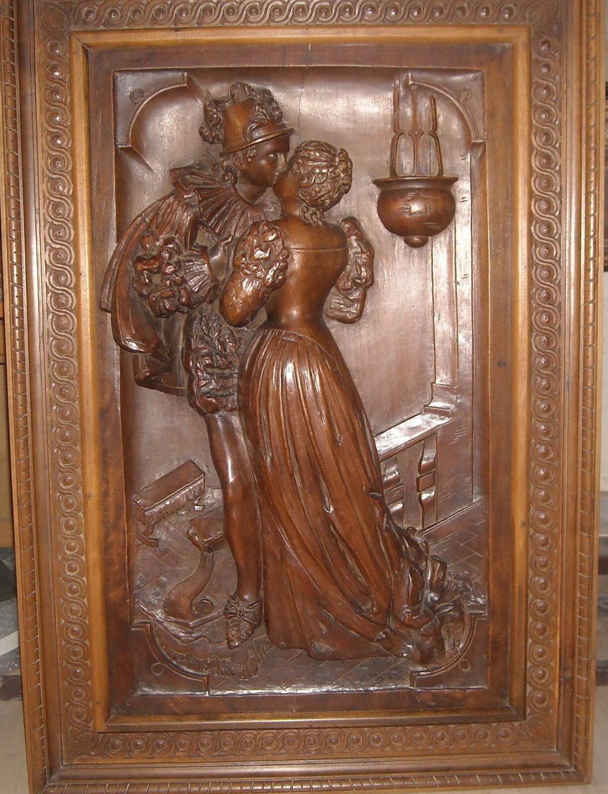 Arte, Artigianato, Ebanisteria: Antica Scultura Lignea, Scena Galante Decorativa