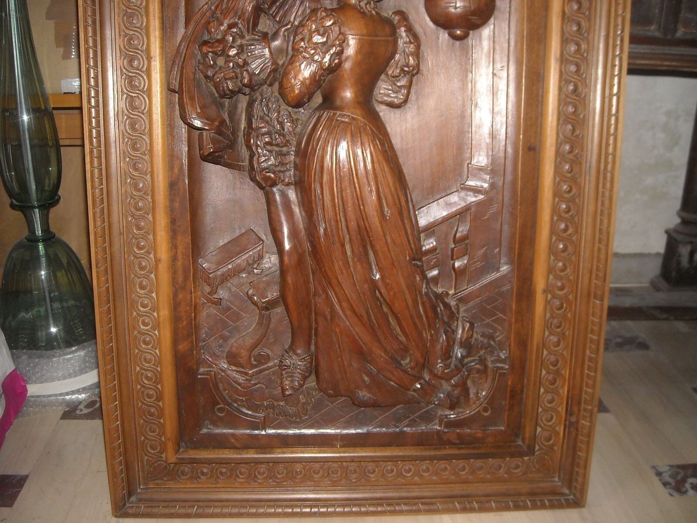 Arte, Artigianato, Ebanisteria: Antica Scultura Lignea, Scena Galante Decorativa