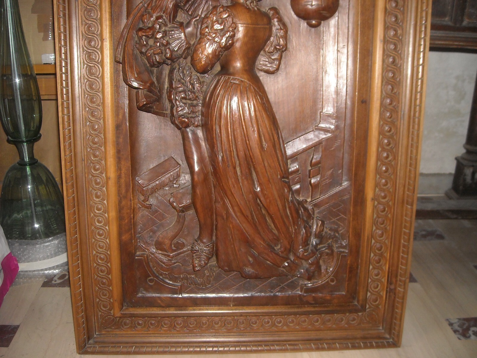 Arte, Artigianato, Ebanisteria: Antica Scultura Lignea, Scena Galante Decorativa