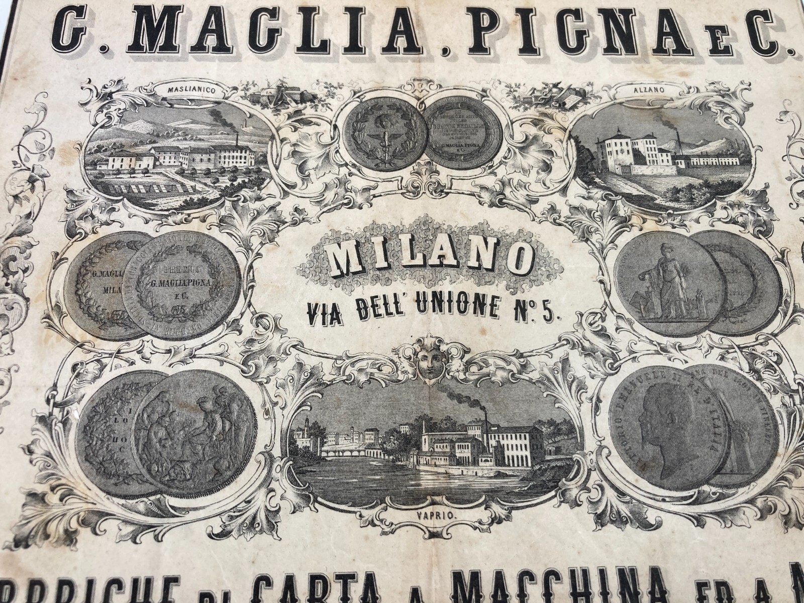 Scrittura, Carta, Cartiere Maglia Pigna: Milano, Alzano, Maslianico, Vaprio   Pubblicità