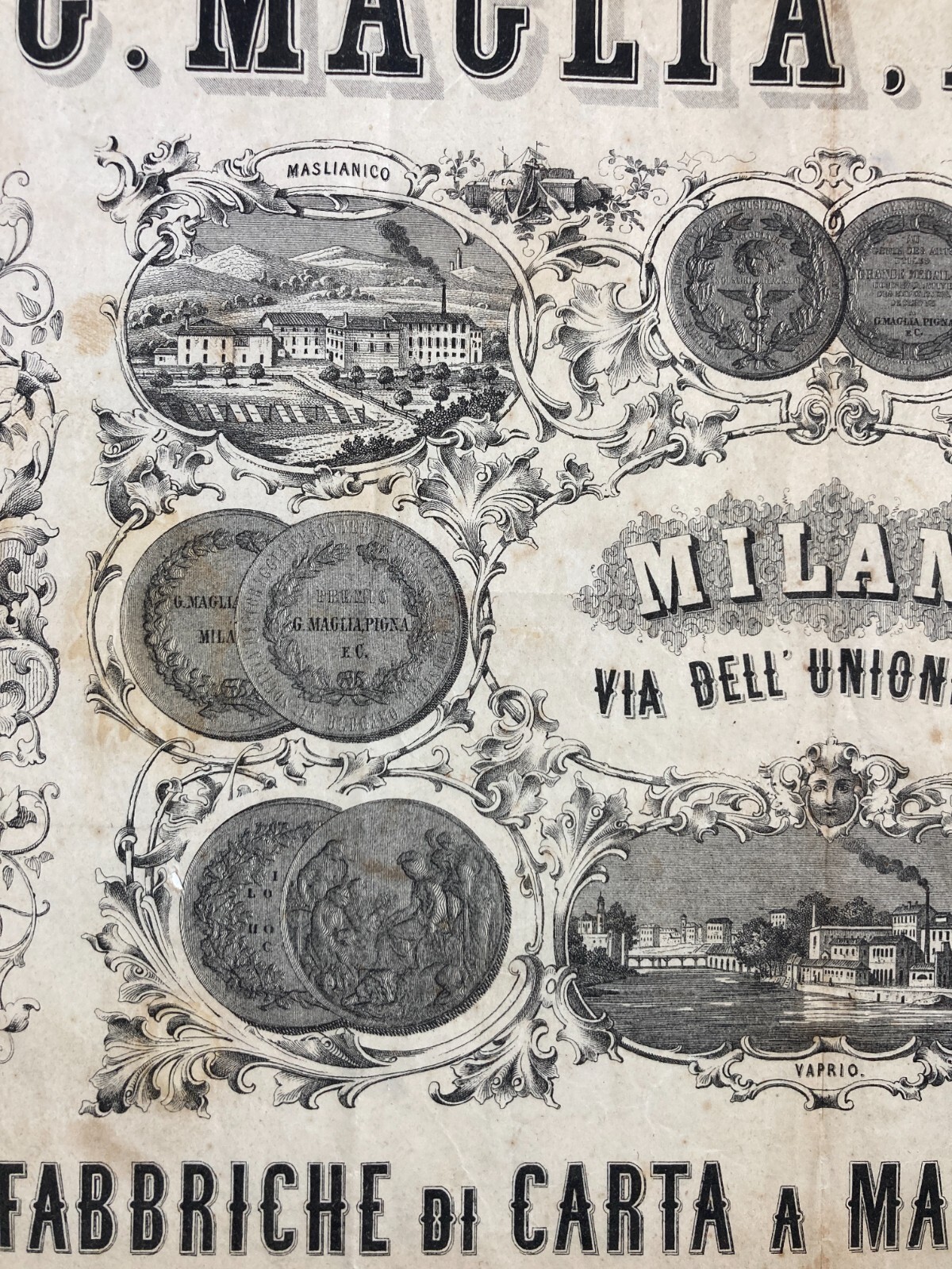 Scrittura, Carta, Cartiere Maglia Pigna: Milano, Alzano, Maslianico, Vaprio   Pubblicità