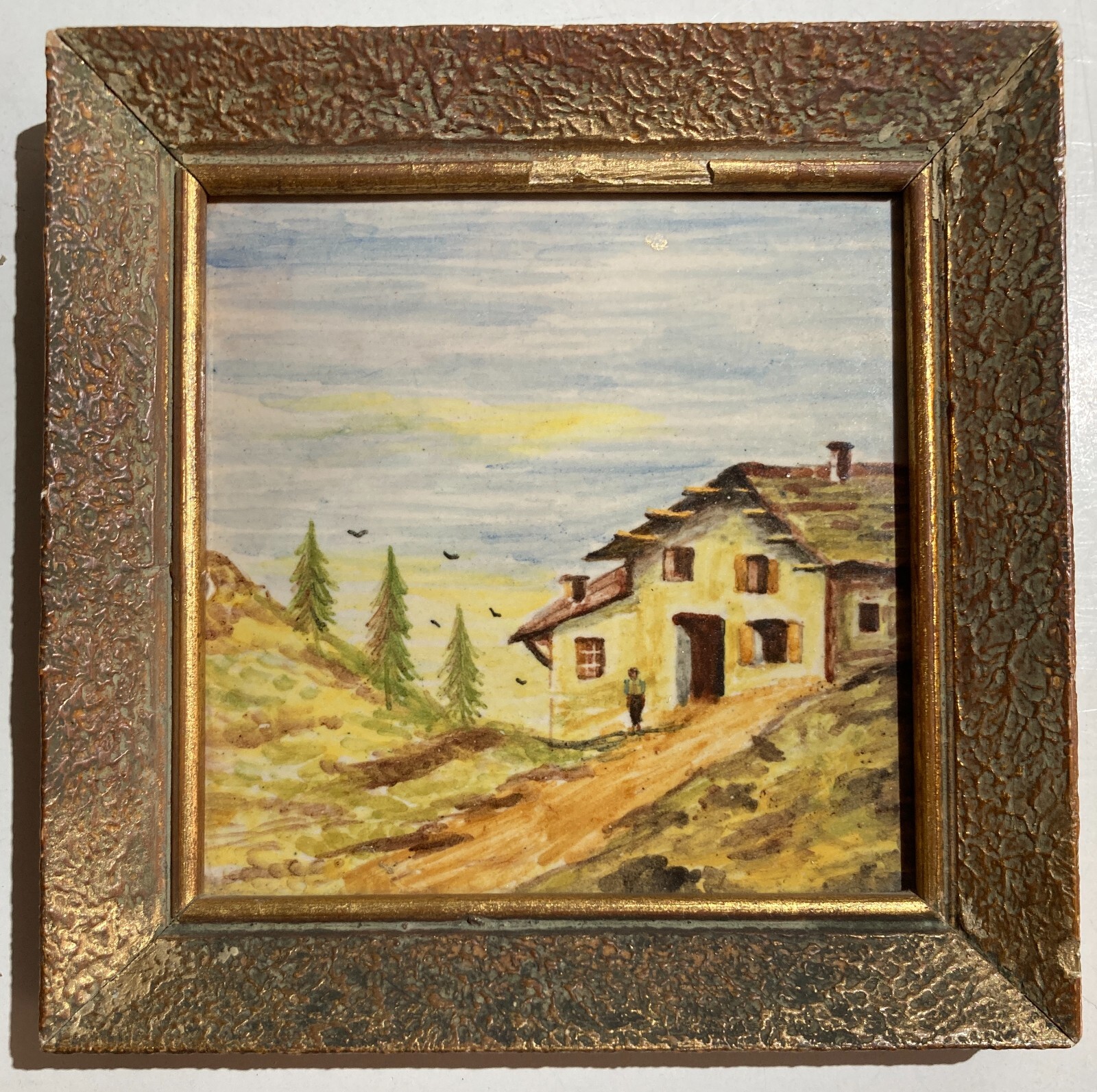 Mattonella Decorativa In Ceramica Dipinta, Castelli d'Abruzzo, 1947